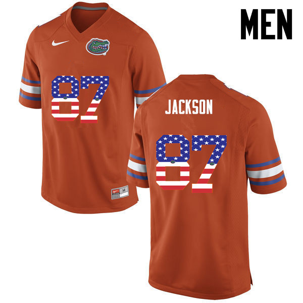Men Florida Gators #87 Kalif Jackson College Football USA Flag Fashion Jerseys-Orange - Click Image to Close